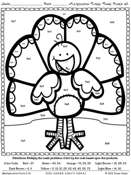 Thanksgiving math multiplication color by number code turkey coloring pag thanksgiving math coloring math coloring worksheets thanksgiving math