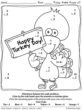 Free thanksgiving math coloring sheets