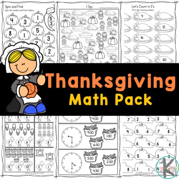 Free printable kindergarten thanksgiving math worksheets