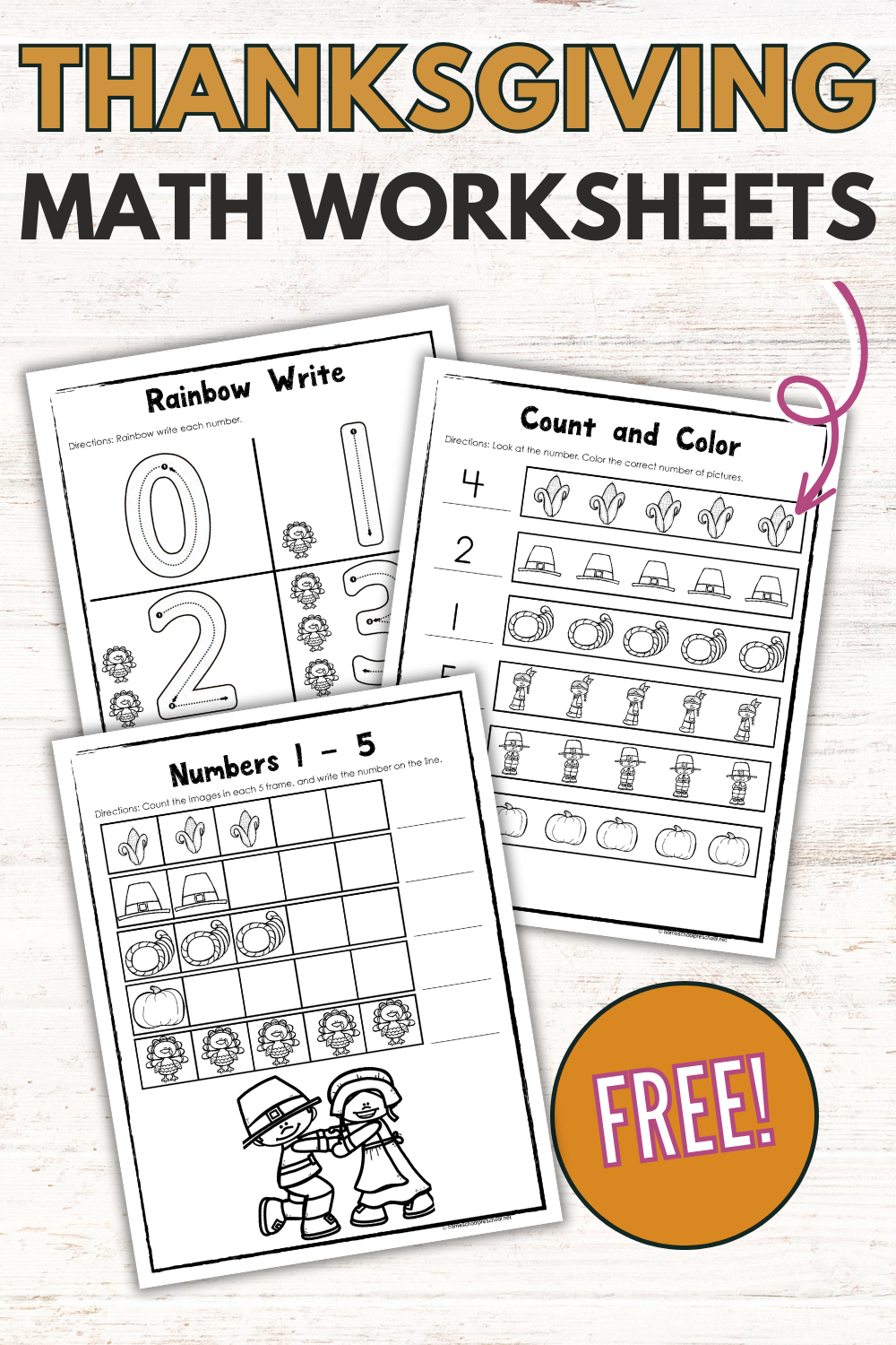 Printable thanksgiving math worksheets for preschoolers