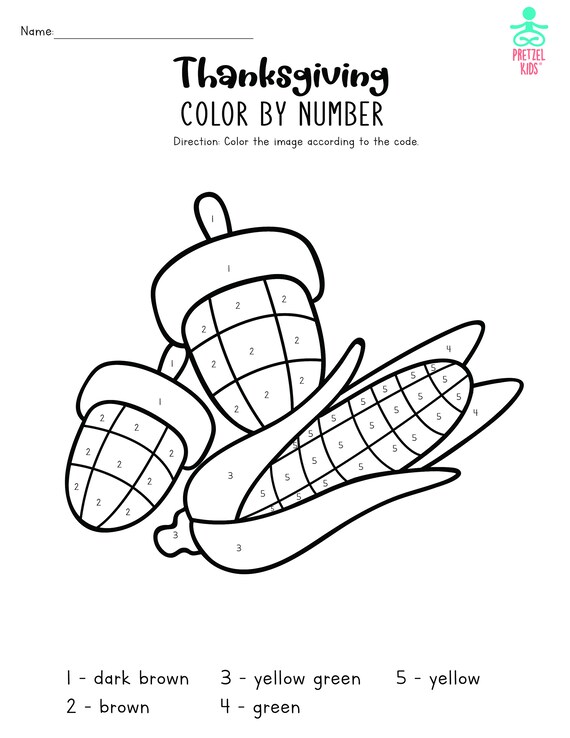 Thanksgiving color by number printable kit instant download