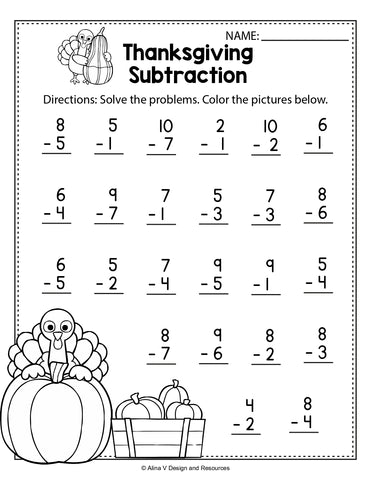 Free thanksgiving math literacy worksheets for kindergarten â my nerdy teacher