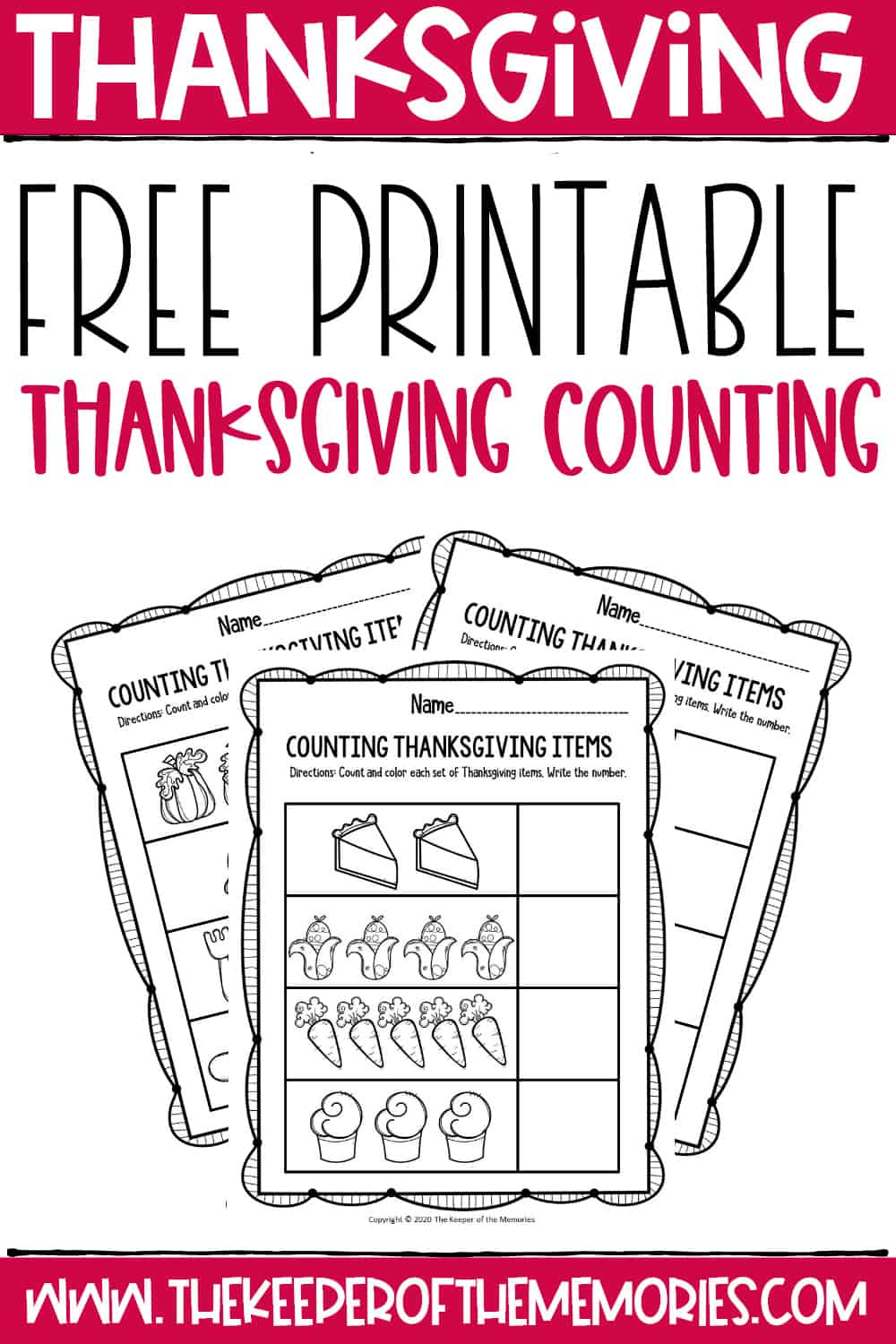 Free printable preschool thanksgiving math worksheets