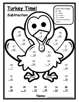 Turkey math thanksgiving color by number thanksgiving math st thanksgiving