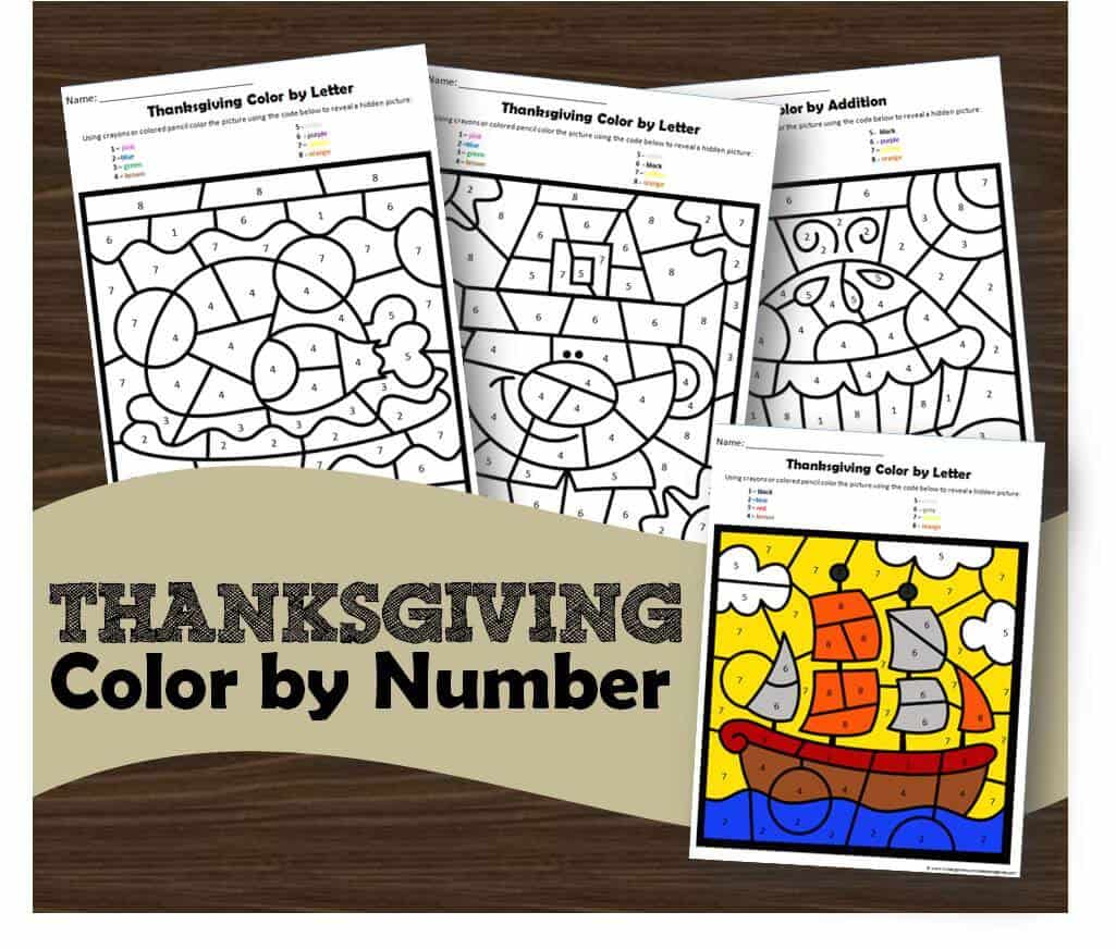 Free thanksgiving color by number