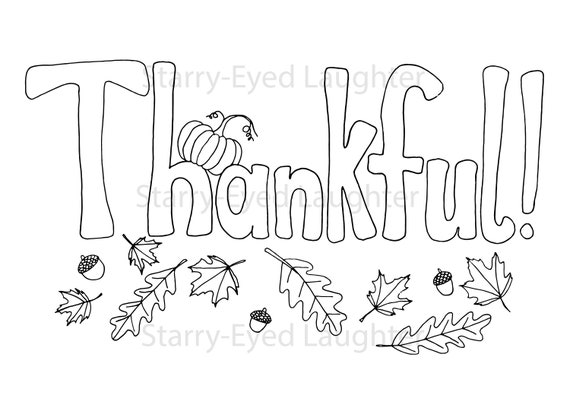 Thanksgiving coloring page thankful fall leaf children and adult coloring page printable pdf digital download file