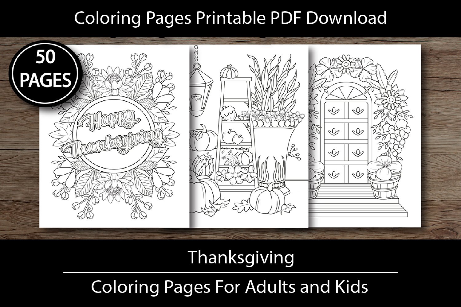 Thanksgiving coloring pages for adults and kids