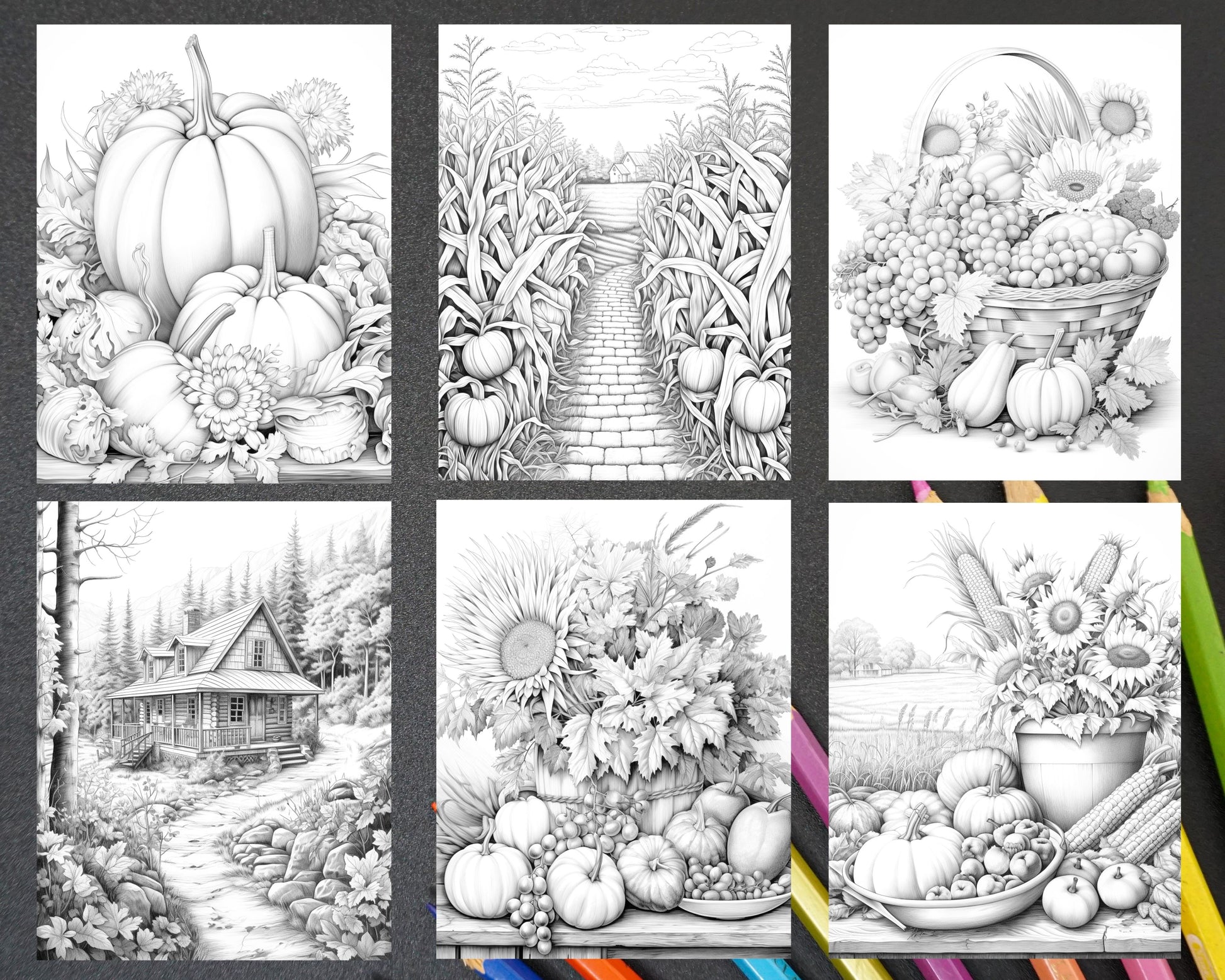 Happy thanksgiving grayscale coloring pages for adults printable p â coloring