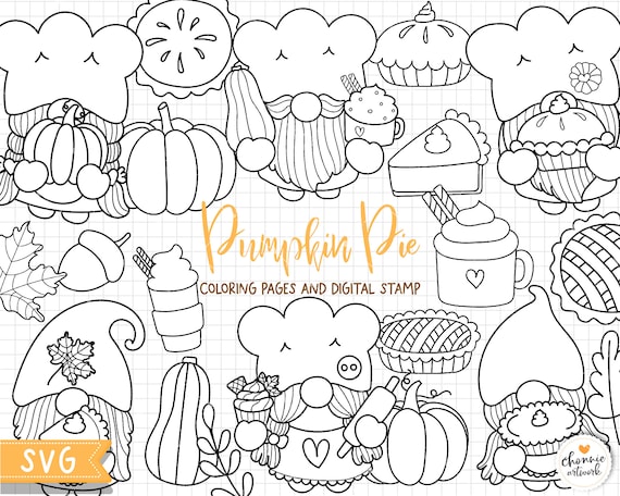 Gnome pumpkin pie coloring pages happy fall gnome digital stamps pumpkin gnome svg pumpkin gnome clipart