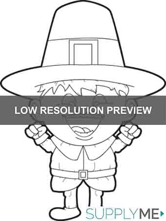 Printable thanksgiving pilgrim coloring page for kids â