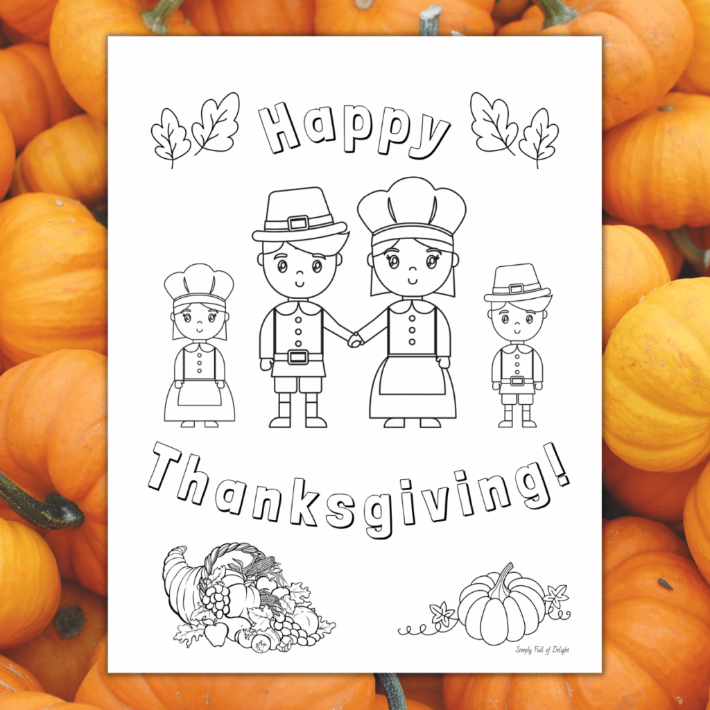 Cute thanksgiving pilgrim coloring pages free printable