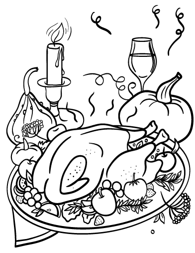 Free thanksgiving dinner coloring page