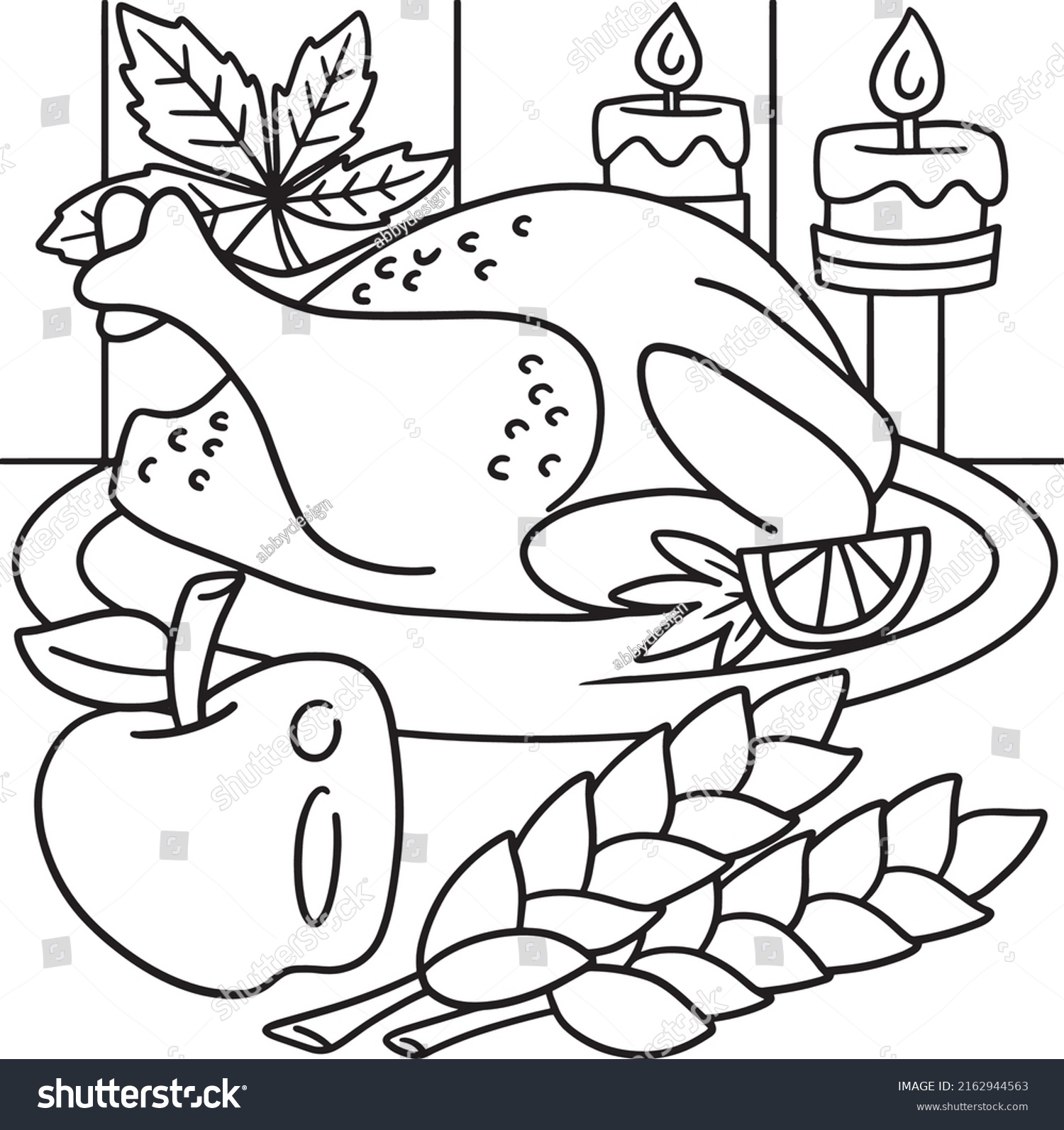 Thanksgiving dinner turkey meal coloring page åºåçéåïå ççï