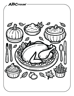 Free thanksgiving dinner printable coloring pages for kids