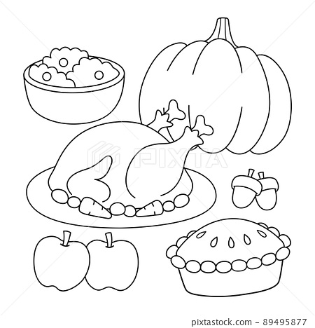 Thanksgiving feast coloring page for kids