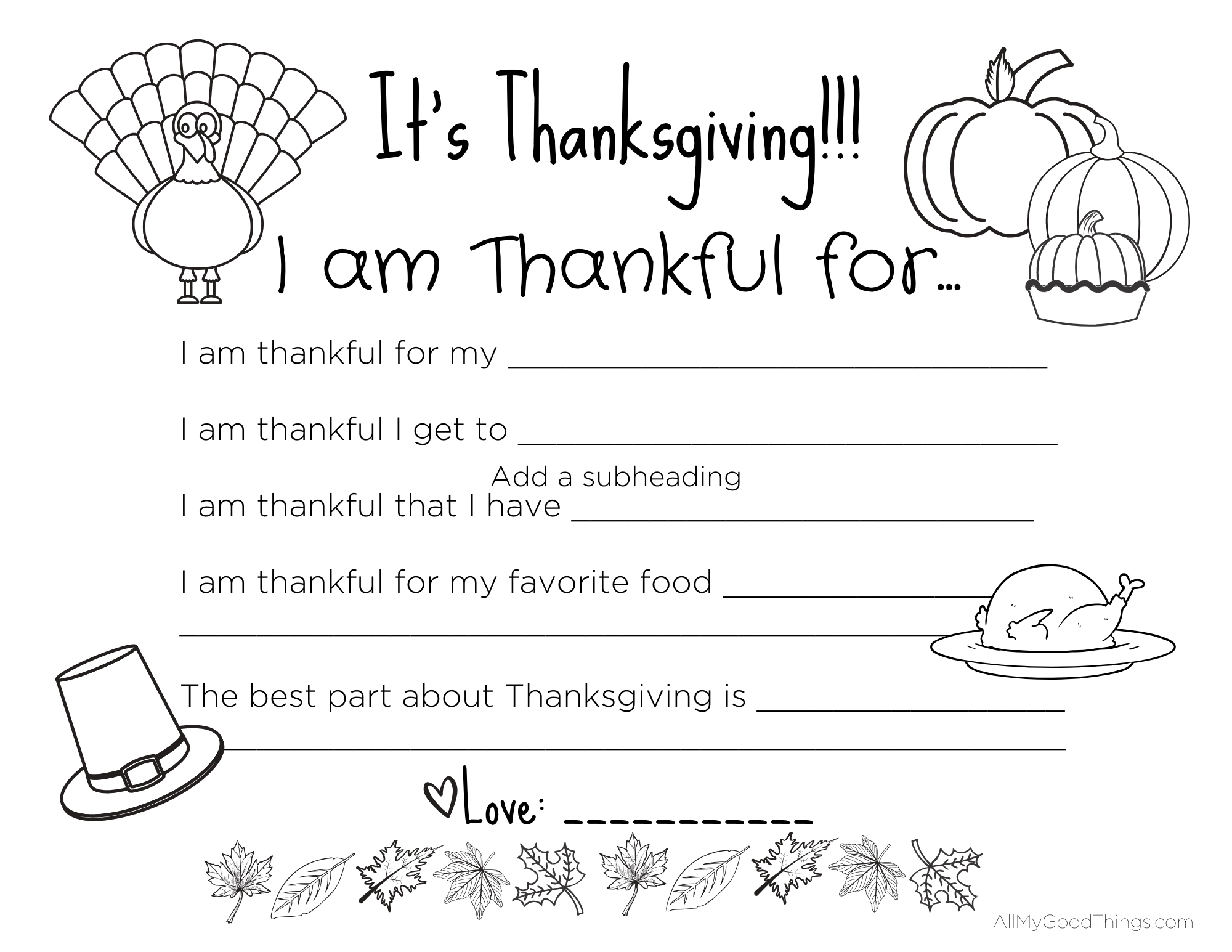 Free printable thanksgiving placemats for the kids