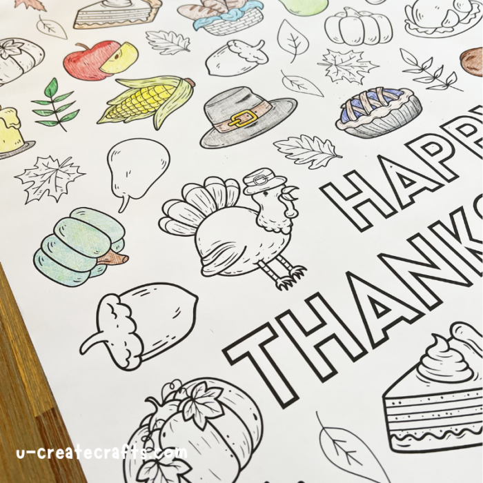 Thanksgiving coloring poster printable