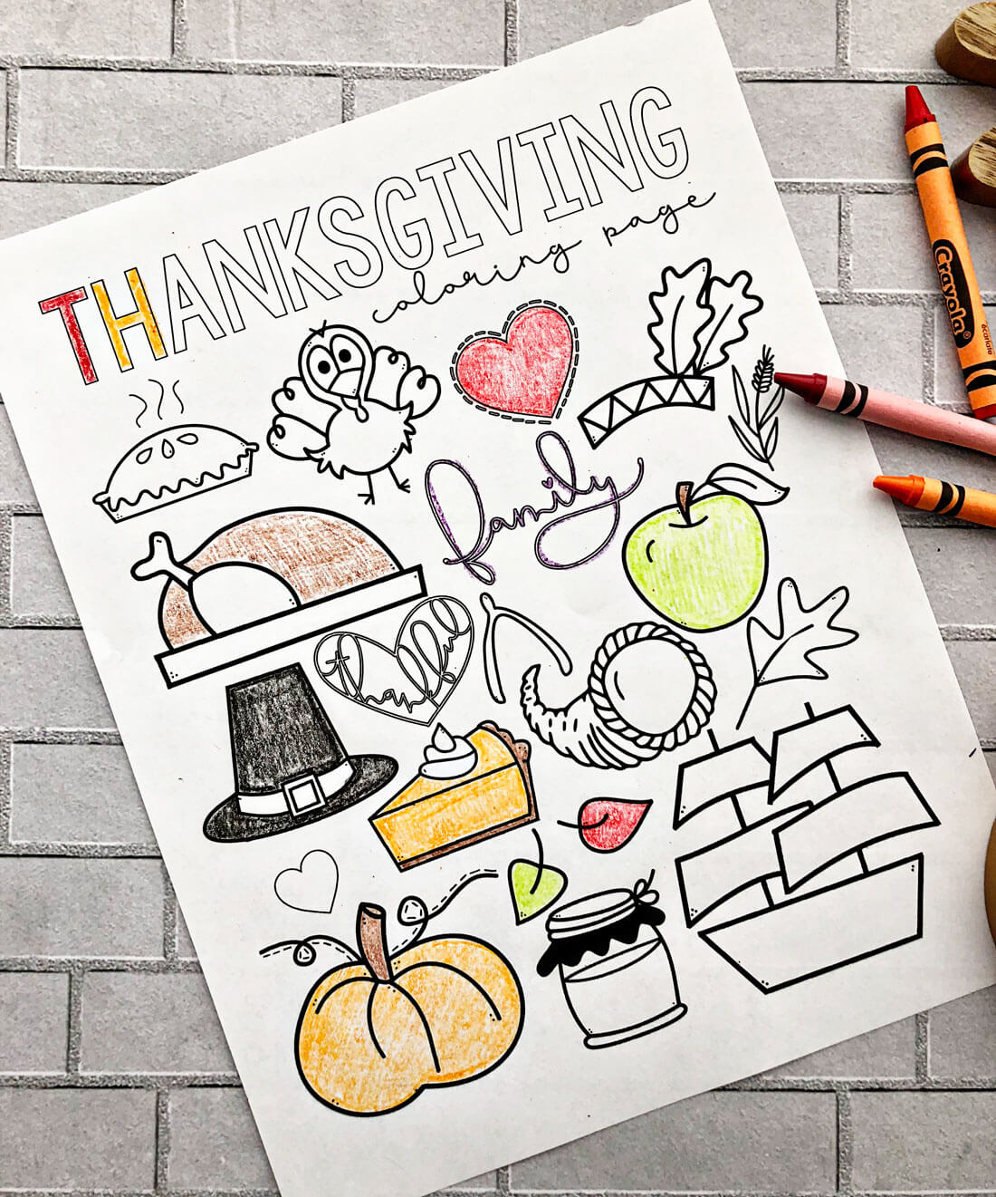 Happy thanksgiving coloring page