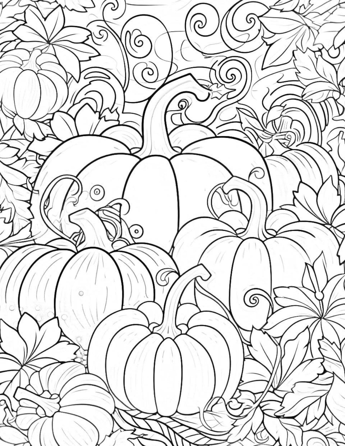 Pumpkin coloring pages for kids and adults