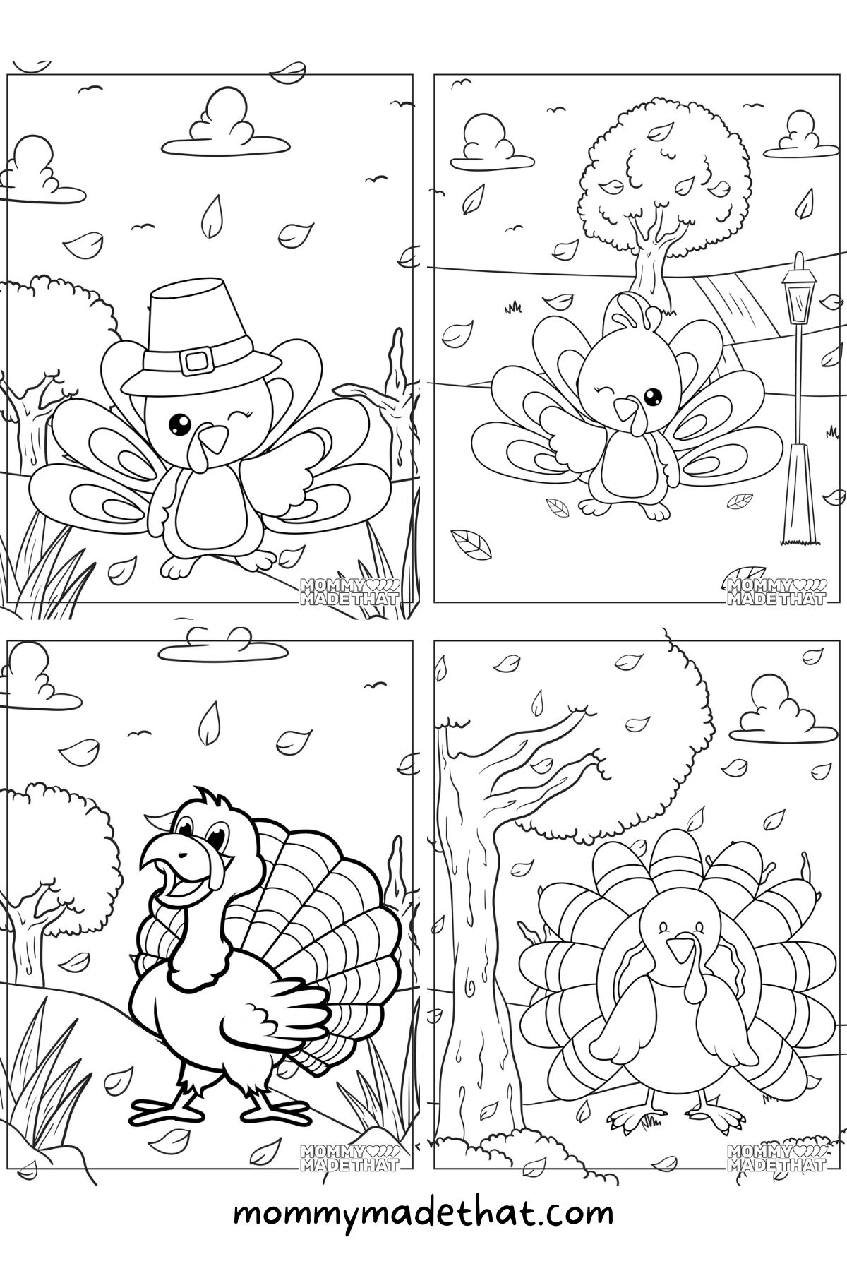 Adorable turkey coloring pages perfect for thanksgiving