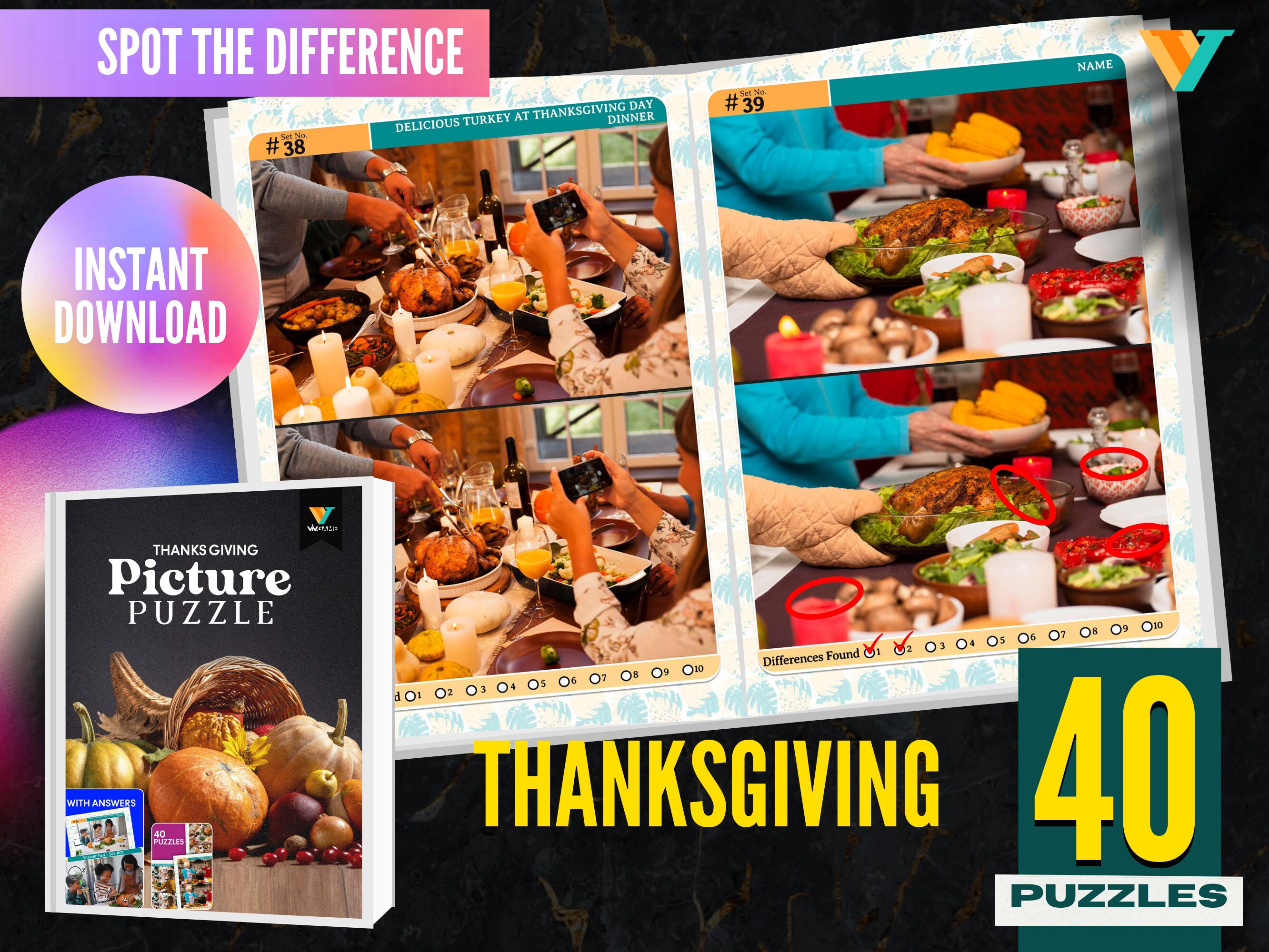 Buy thanksgiving spot the difference coloring printable pages online in india