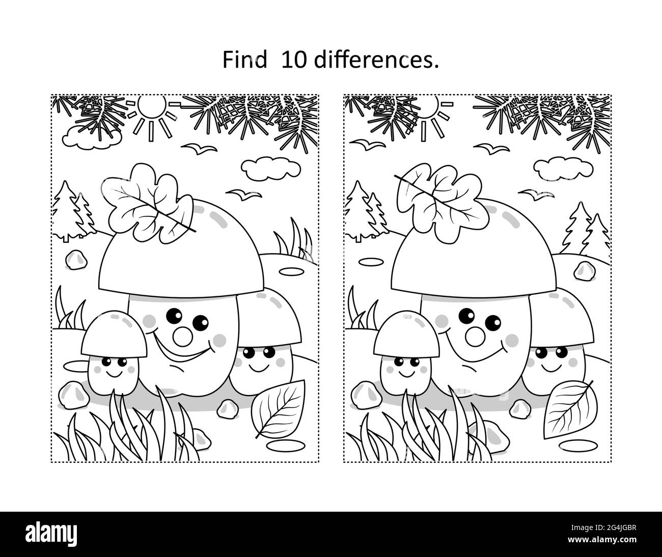 Spot the difference puzzle black and white stock photos images