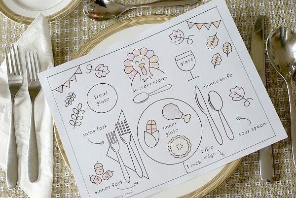 How to set a thanksgiving table coloring page