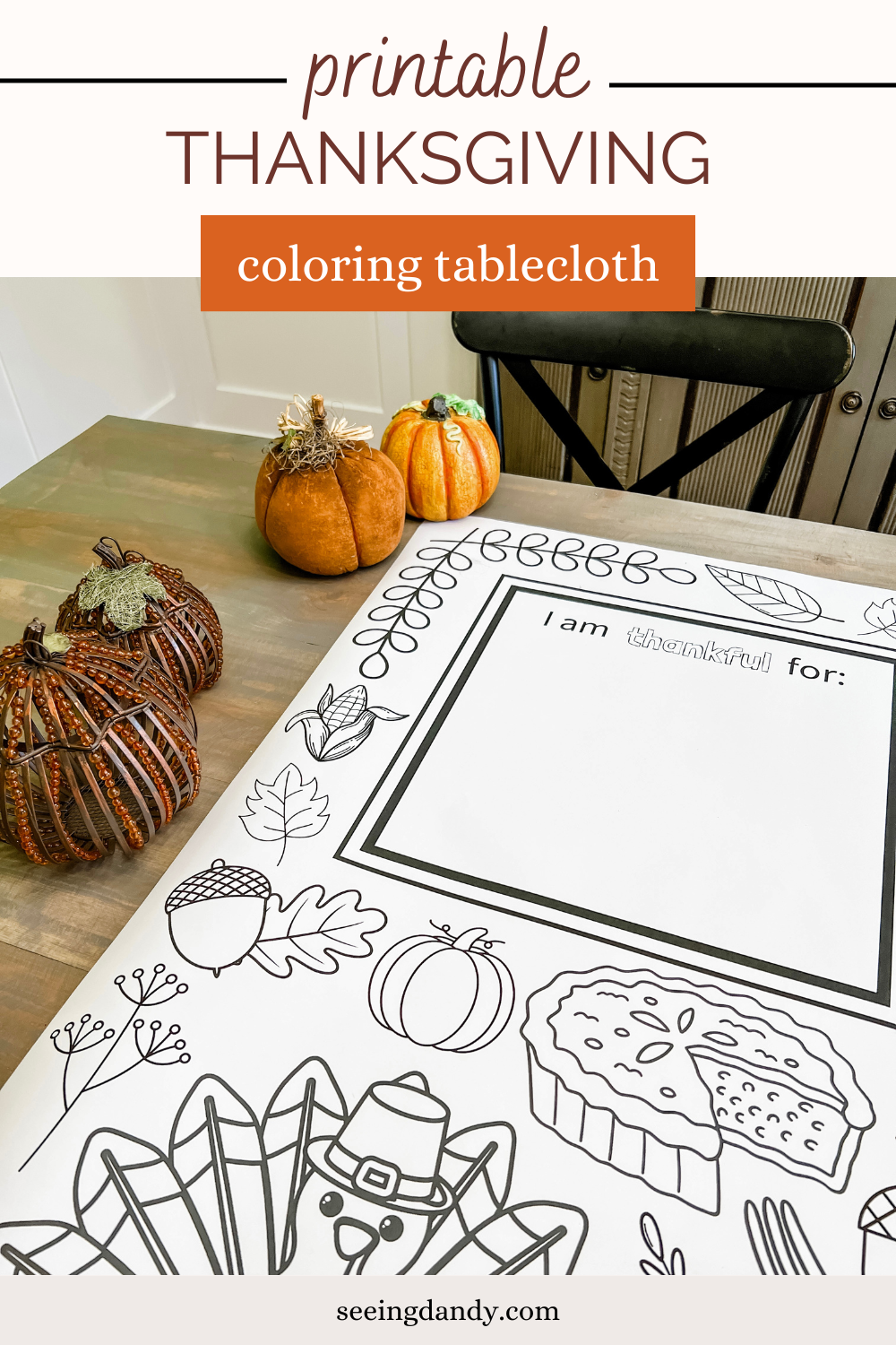 Free printable thanksgiving coloring tablecloth for the kids table