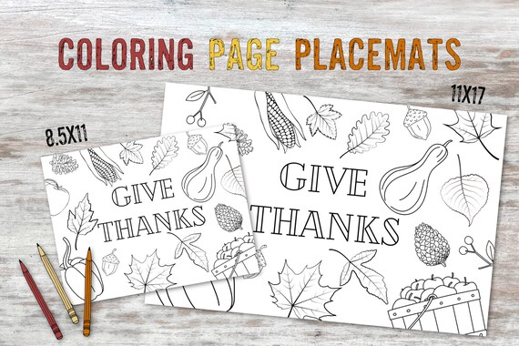 Thanksgiving printable coloring page placemat thankful printable instant download placemat thanksgiving table decor