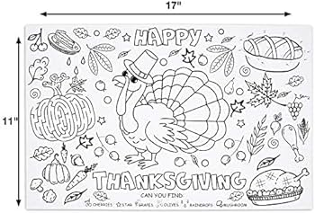Disposable thanksgiving place mats for kids pack turkey coloring activity paper place mat âx â happy thankful autumn table mat chargers for dinner table setting children fall party decor