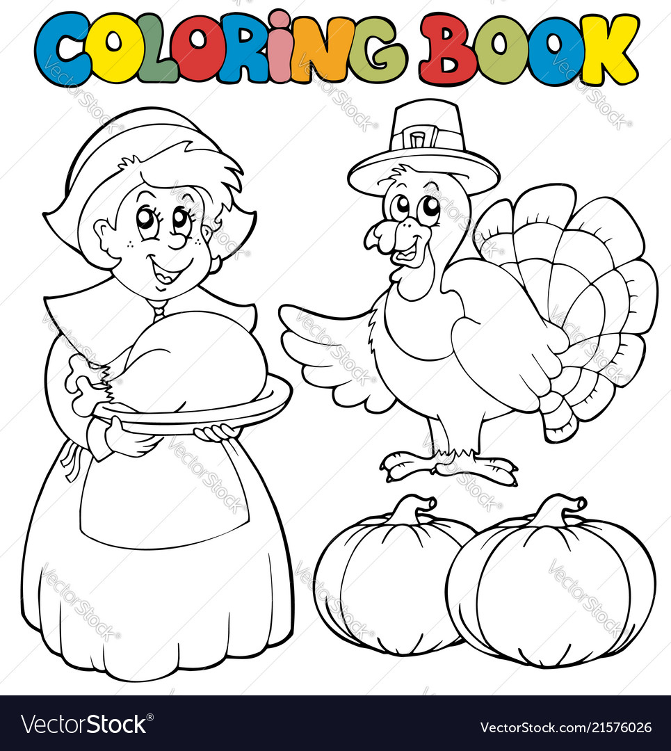 Coloring book thanksgiving theme royalty free vector image