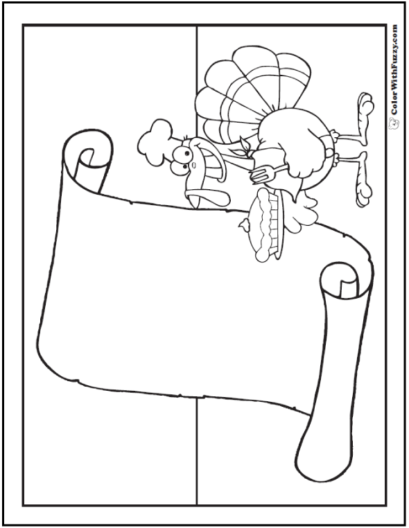 Turkey coloring sheet for invitations