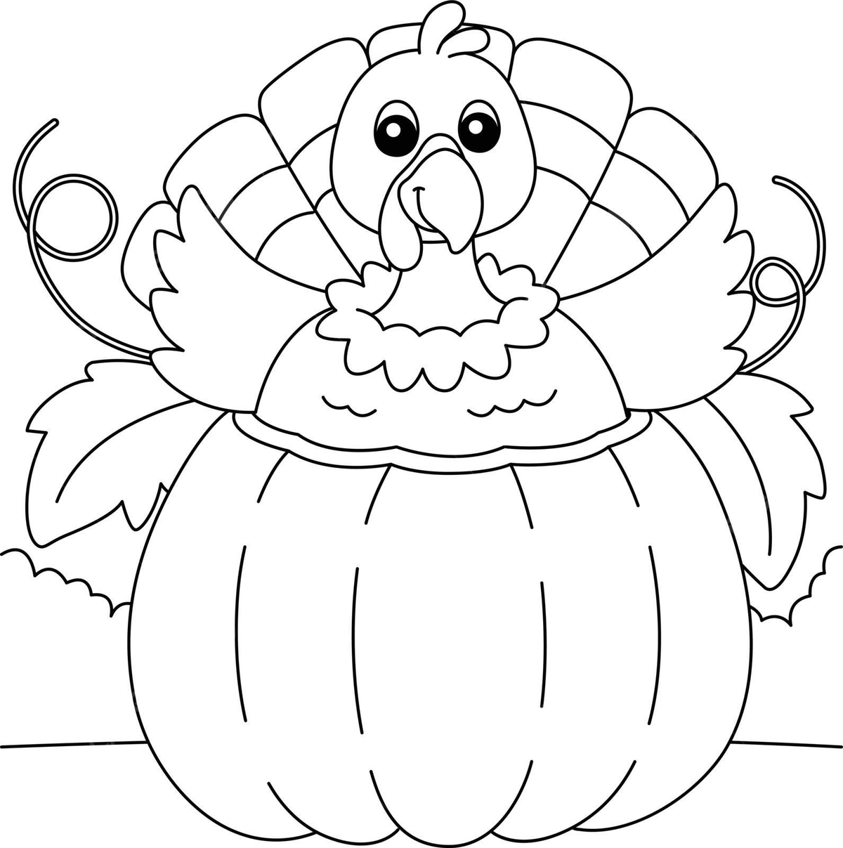 Thanksgiving turkey inside pumpkin coloring page design turkey color vector turkey drawing pumpkin drawing key drawing png and vector with transparent background for free download