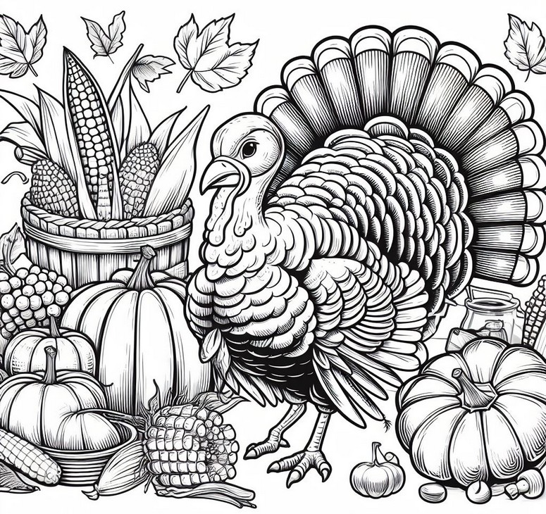 Coloring page thanksgiving turkey