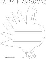 Turkey shape thanksgiving writing paper with lines