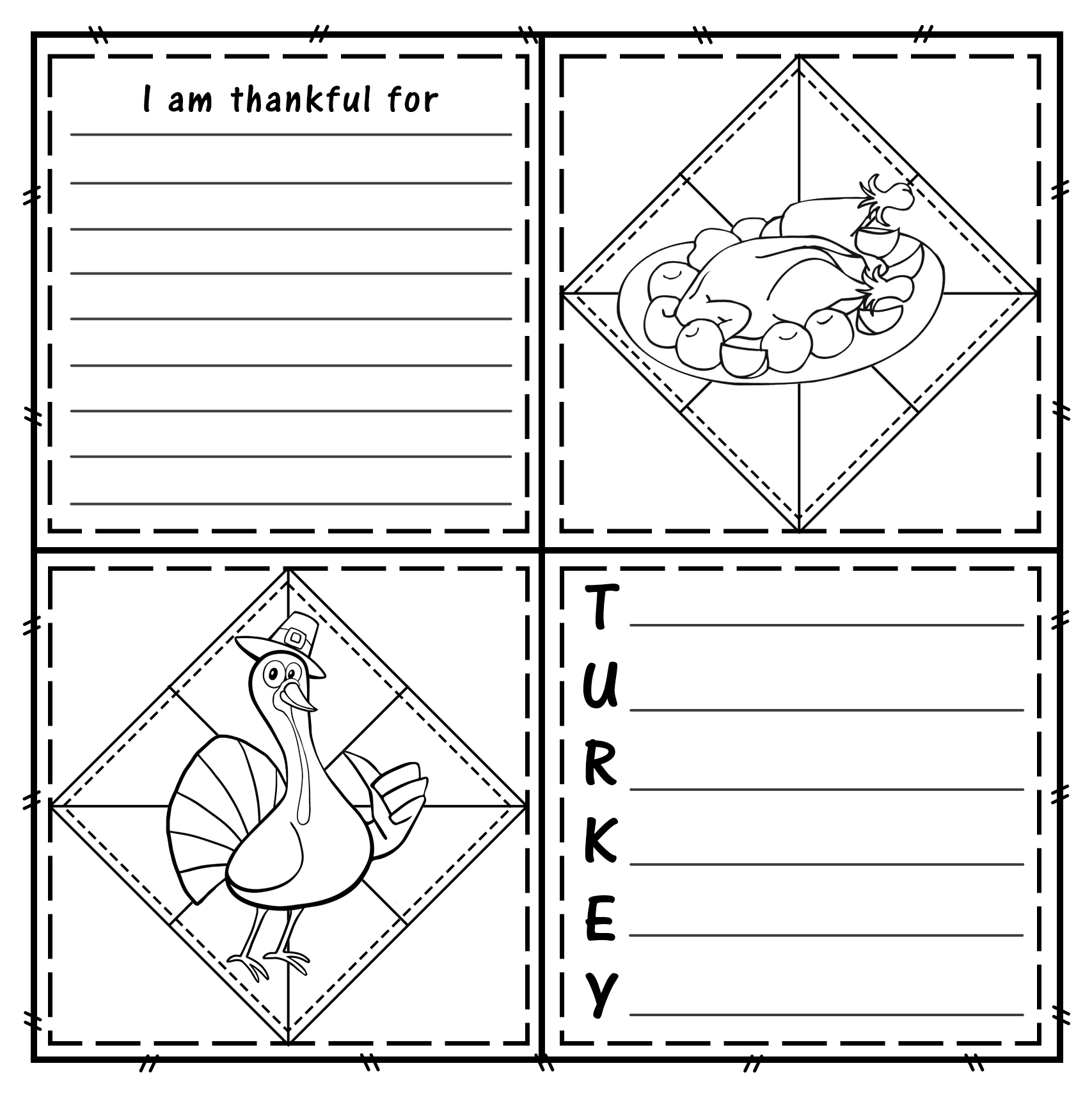 Thanksgiving writing prompt quilt for a bulletin board free printable papercraft templates