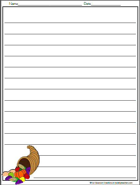 Thanksgiving cornucopia writing template made by teachers