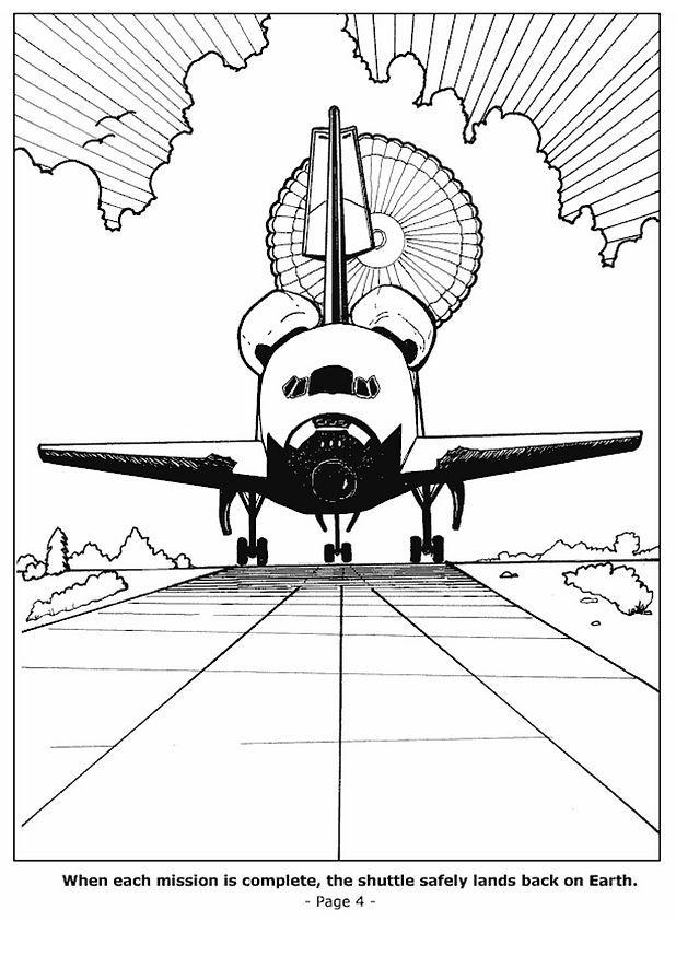 Coloring page space shuttle landing