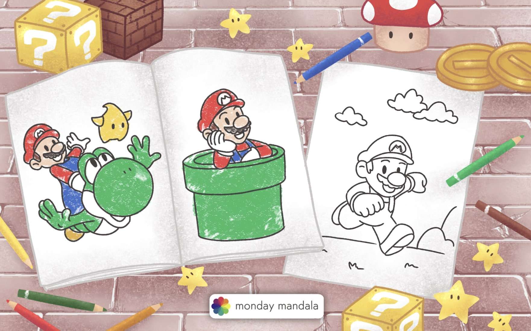 Mario coloring pages free pdf printables