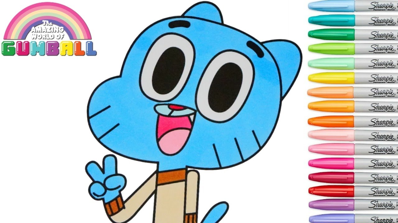 The amazing world of gumball coloring book episode coloring pages rainbow splash