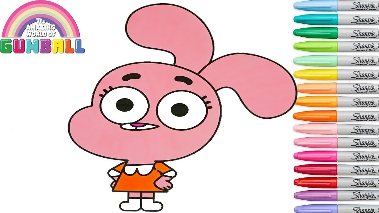 The amazing world of gumball coloring book pages anais rainbow splash colouring videos for kids