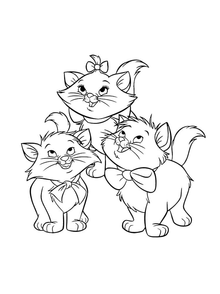 Aristocats berlioz marie and toulouse coloring page