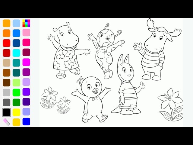 Backyardigans coloring page uniqua pablo austin tasha tyrone digital coloring book app