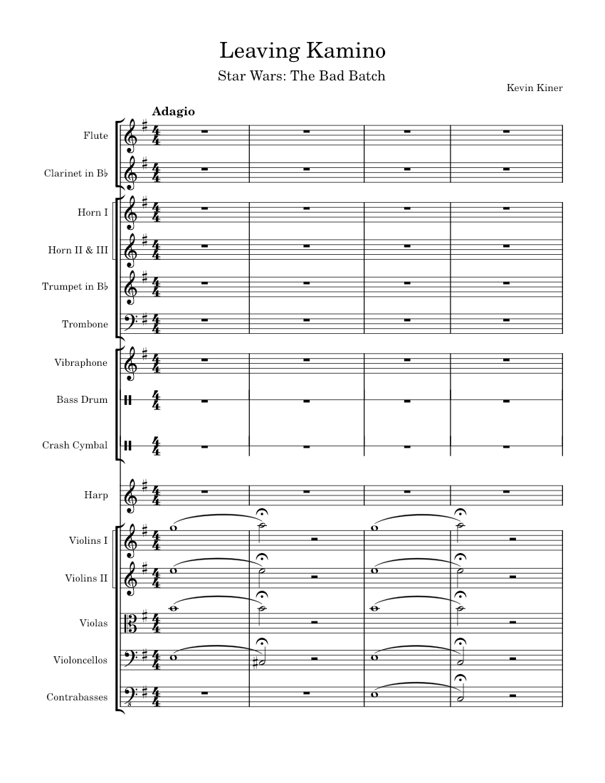 Leaving kamino star wars the bad batch â kevin kiner score sheet music for trombone flute french horn vibraphone more instruments symphony orchestra