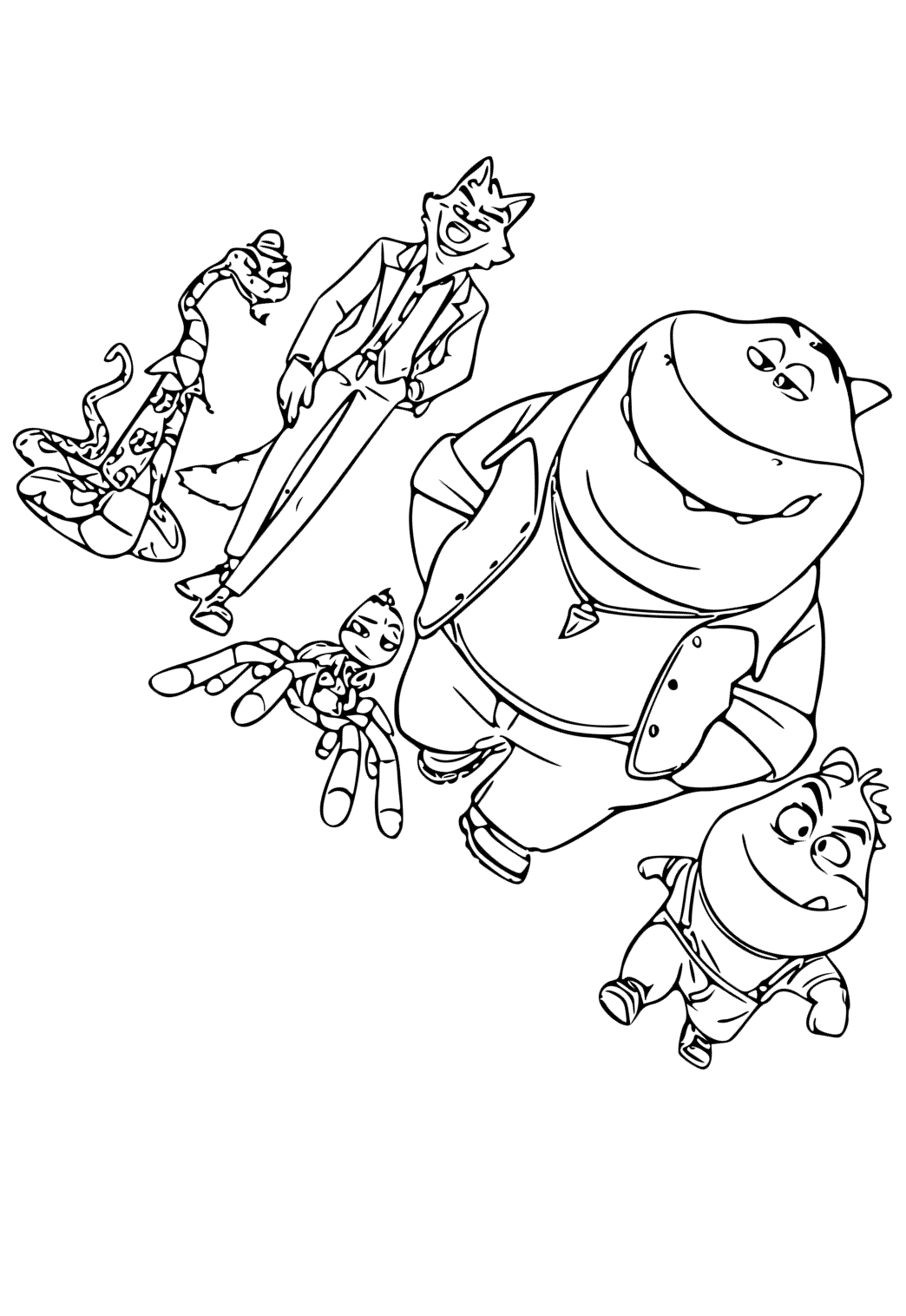 Free printable the bad guys characters coloring page for adults and kids