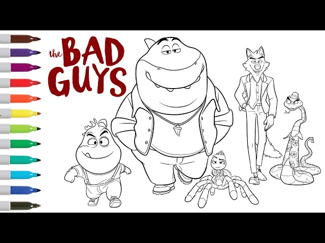 The bad guys crew coloring book page