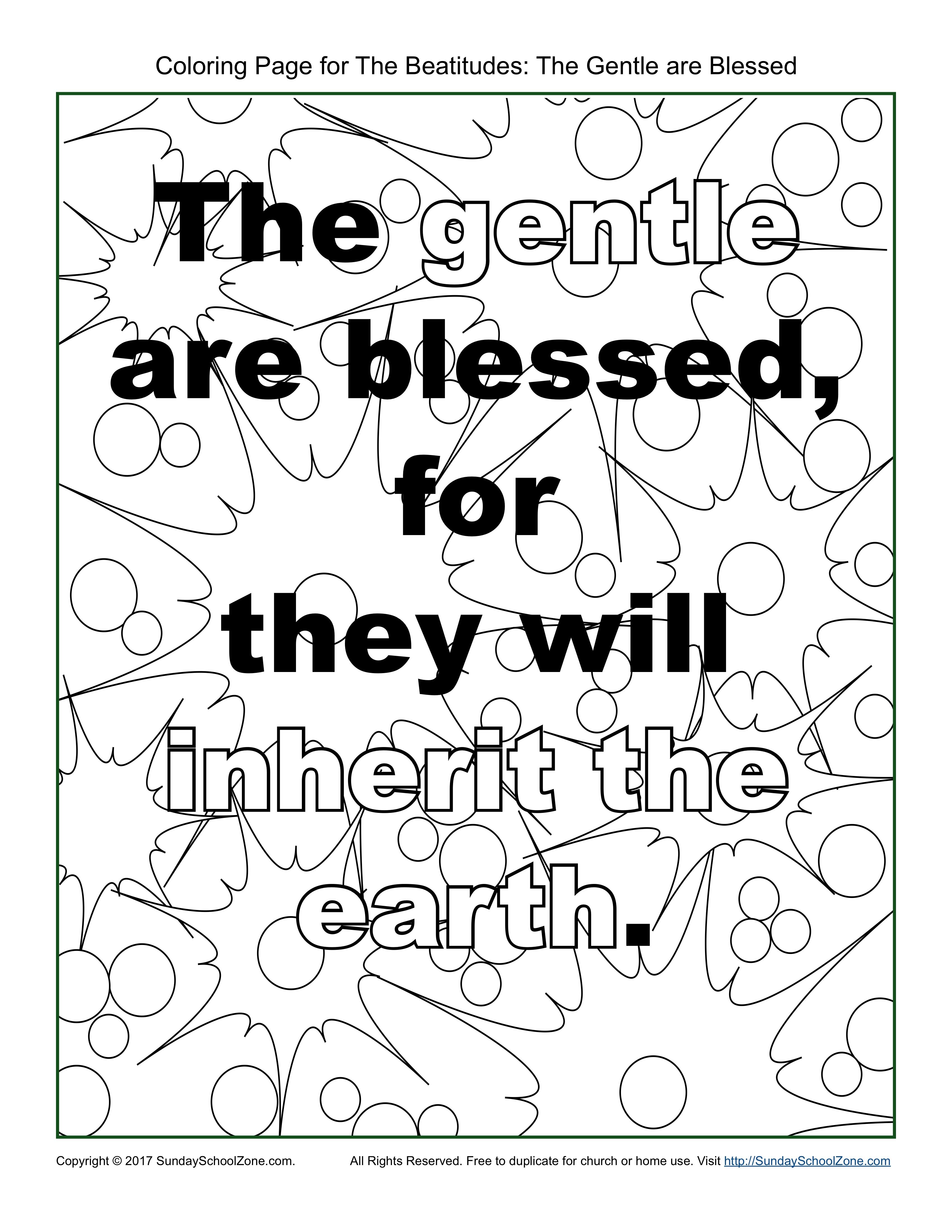 The gentle beatitudes coloring page beatitudes beatitudes for kids preschool coloring pages