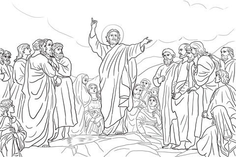 Jesus teaches the beatitudes coloring page free printable coloring pages