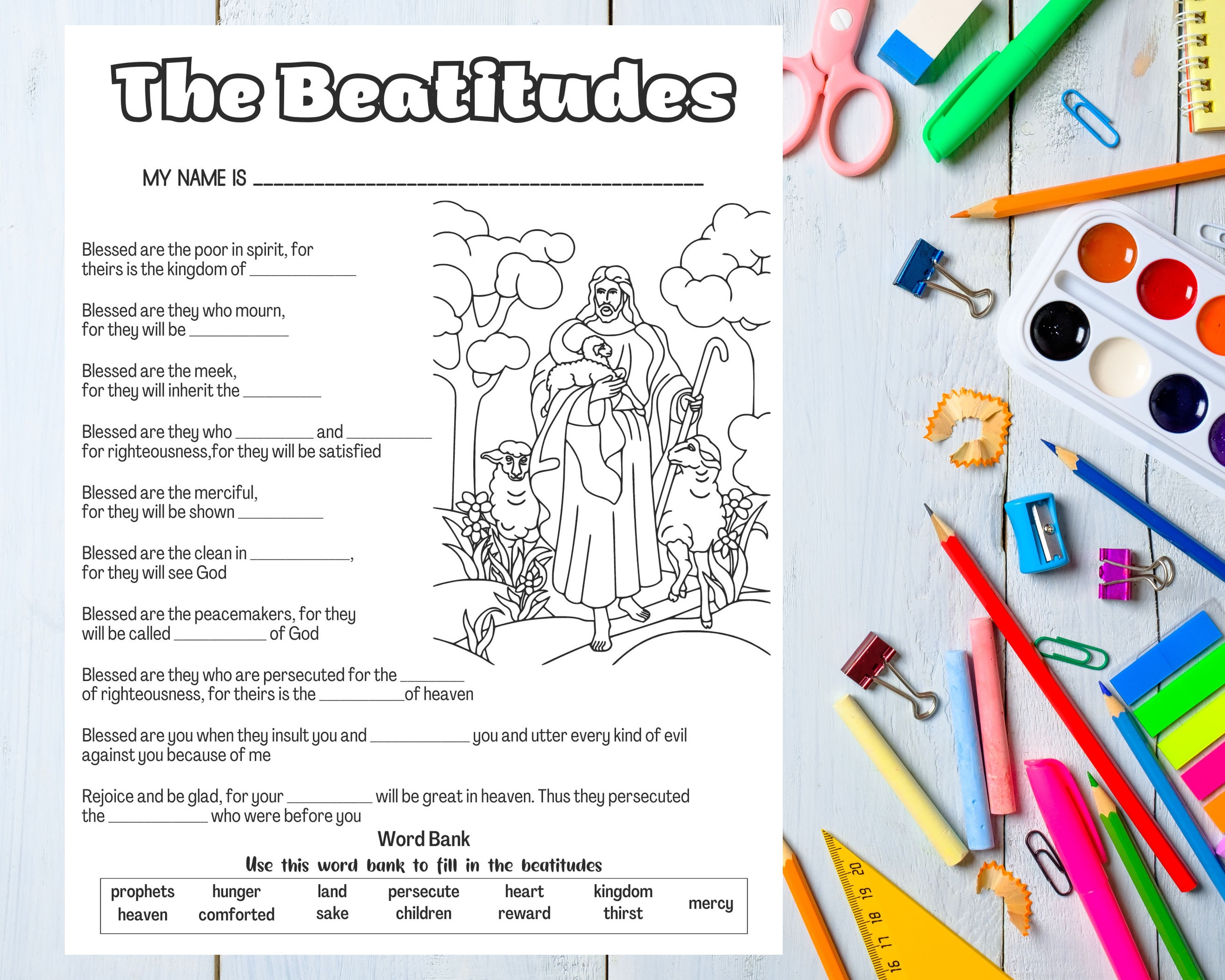 The beatitudes coloring page for kids catholic activities for children catholic homeschool resources catholic games for children