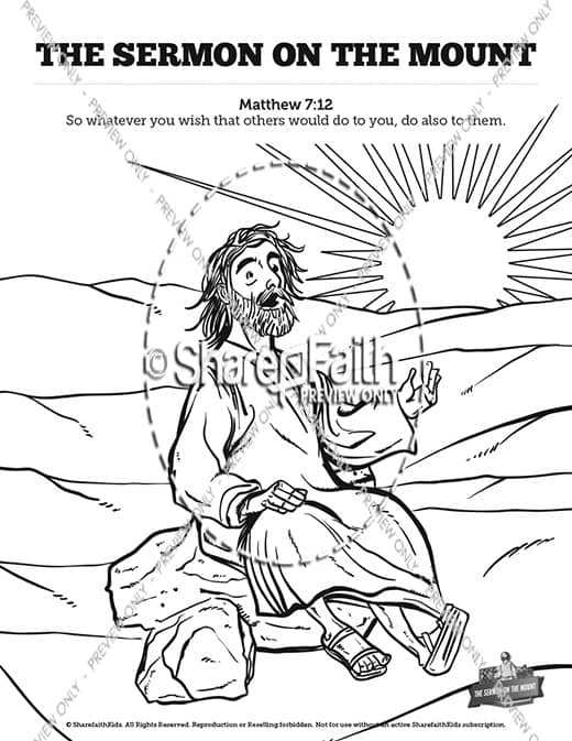 Sermon on the mount beatitudes sunday school coloring pages â